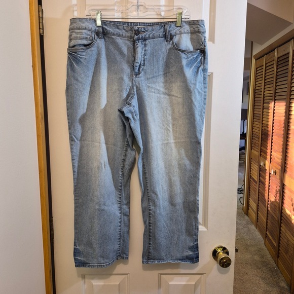 Coldwater Creek Denim - Coldwater Creek Womens Size 16 Light Wash Blue Cropped Denim Jeans Straight Leg